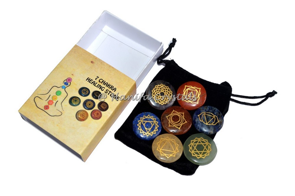 Engraved Seven Chakra Healing Stone With Box