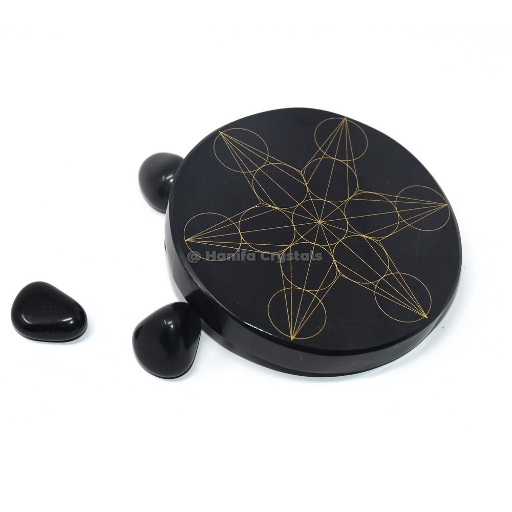 Energy Healing Engraved Black Agate Coaster