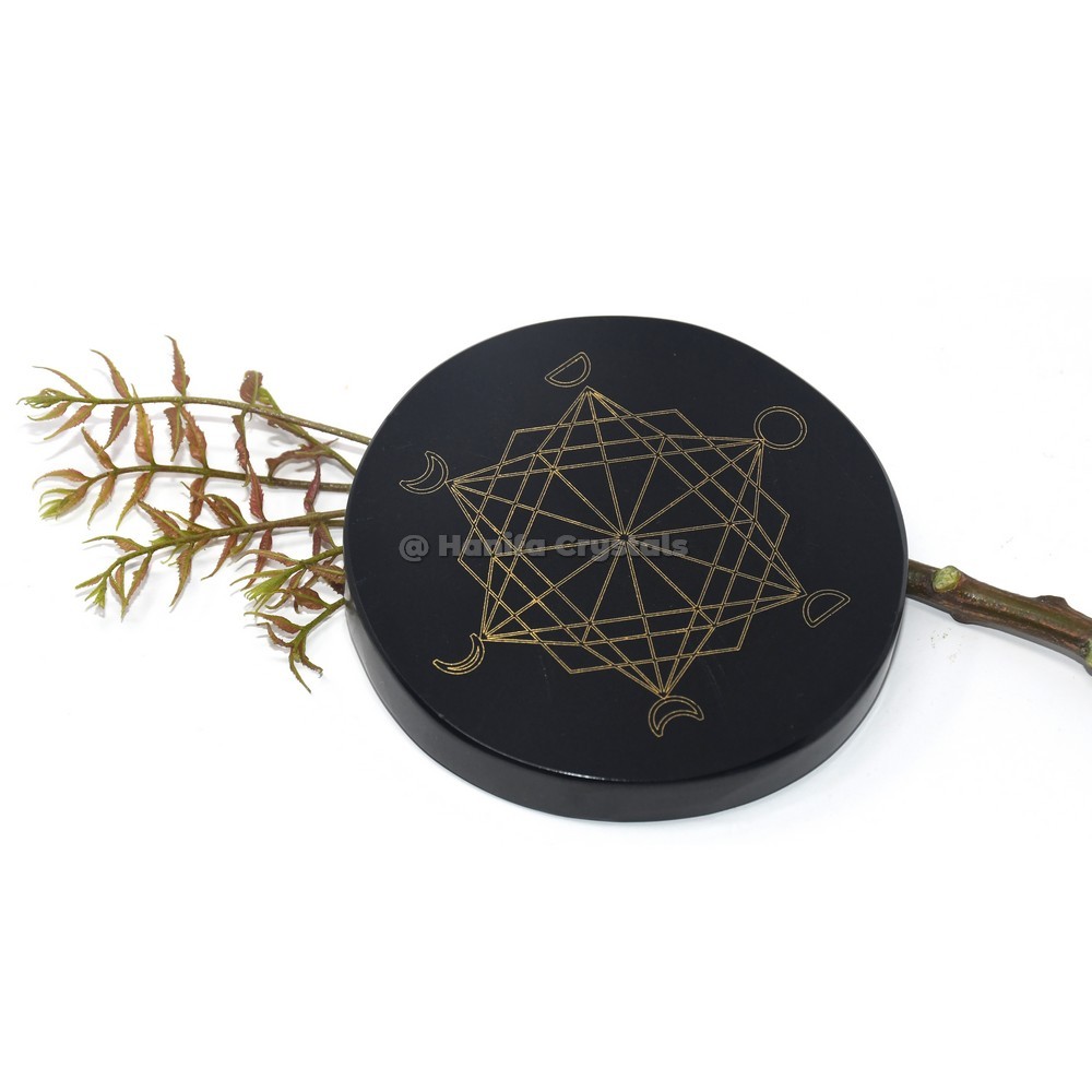 Monophases Engraved Black Agate Coaster