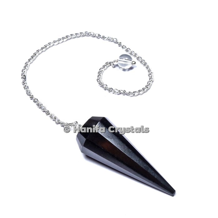 Black Obsidian $ 12 Faceted Plain Pendulum