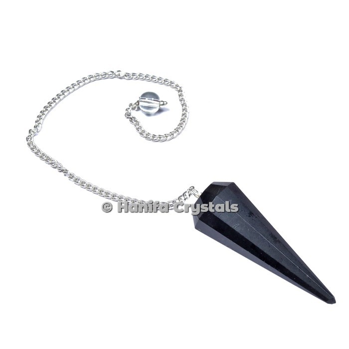 Black Obsidian 12 Faceted Plain Pendulum