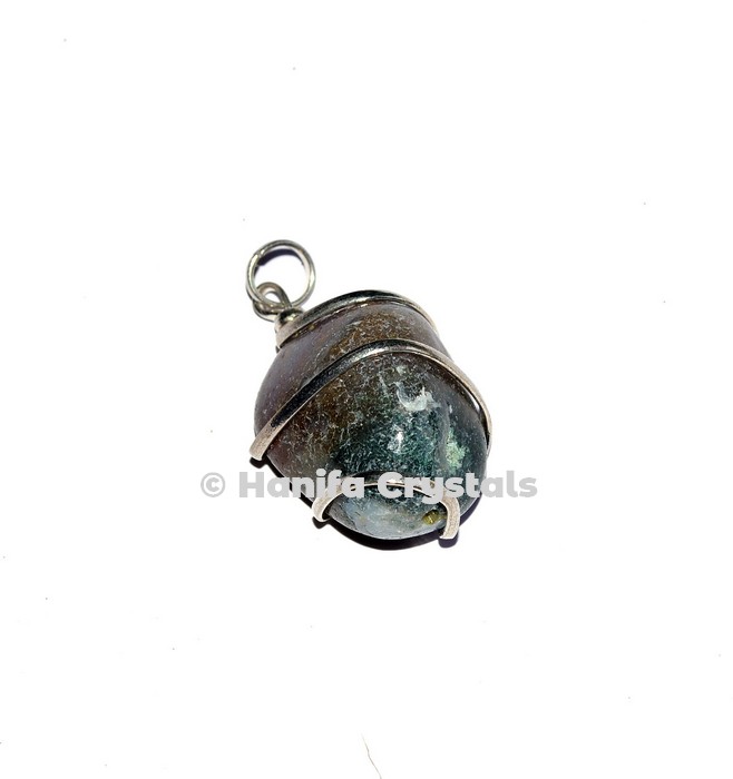 Blood Stone Wire Wrap Tumbled Pendant
