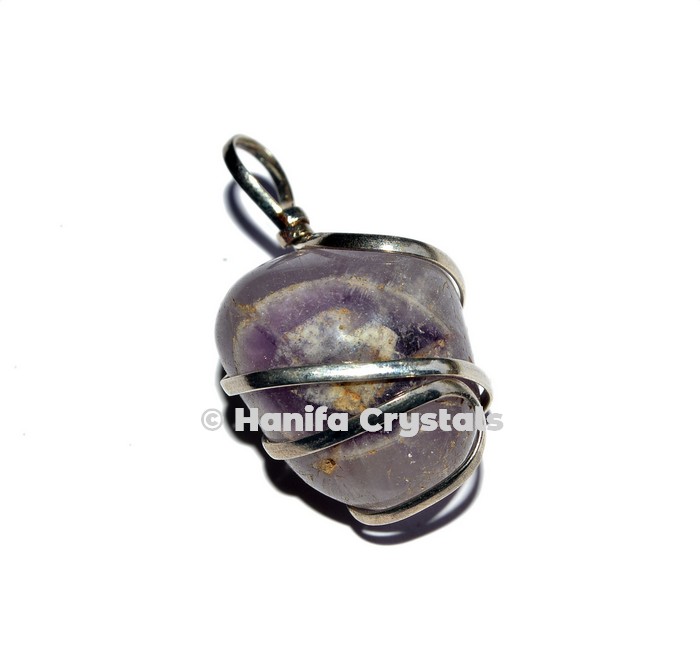 Amethyst Wire Wrap Tumbled Pendant