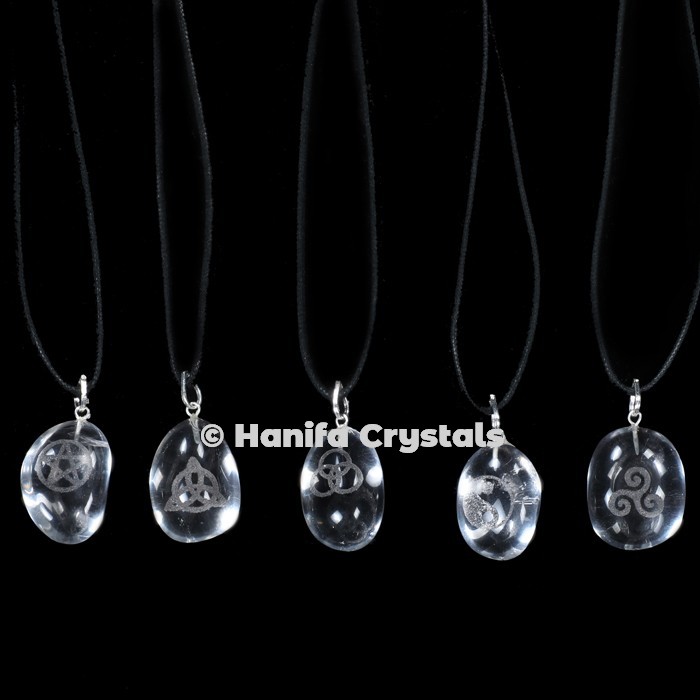 Engraved Reiki Crystal Pendants