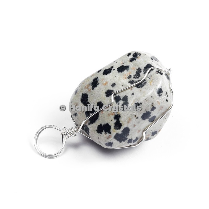 Dalmation Tumbled Pendants with Wire Wrap