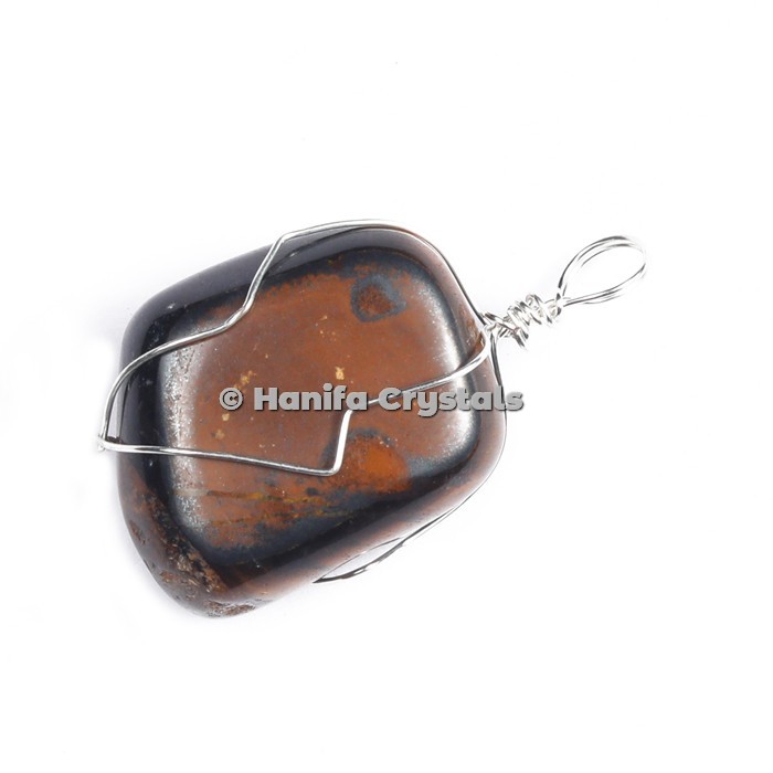 Agate Eye Tumbled Pendants with Wire Wrap