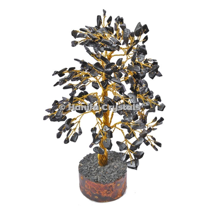 Black Jasper 300 Chips Gemstone golden wire tree