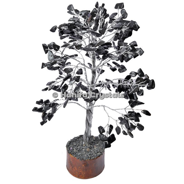 Black Japser 300 Chips Gemstone Silver Wire Tree