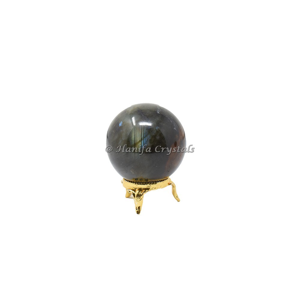 Labradorite Sphere With Brass Stand