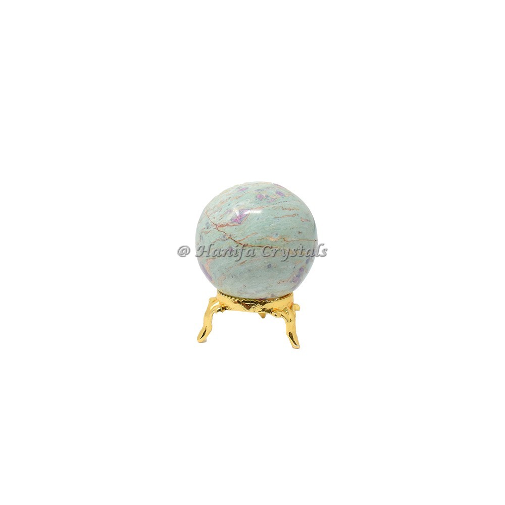 Ruby Zeocite Sphere With Brass Stand