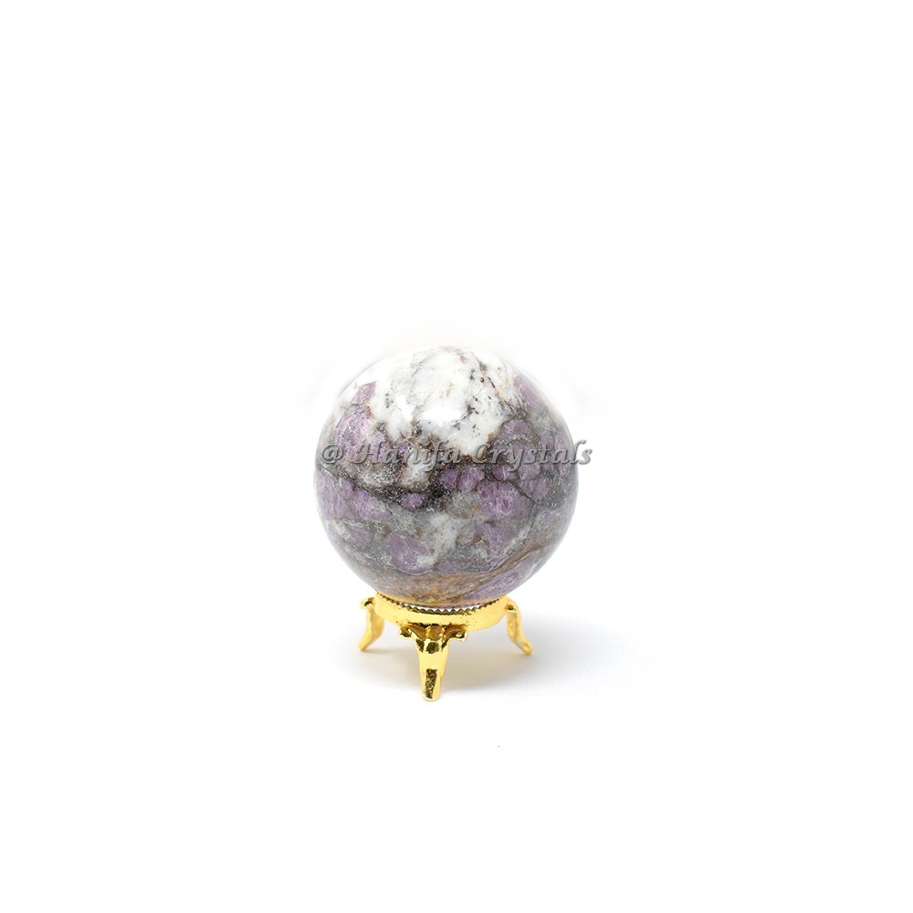 Lepidolite Sphere With Brass Stand