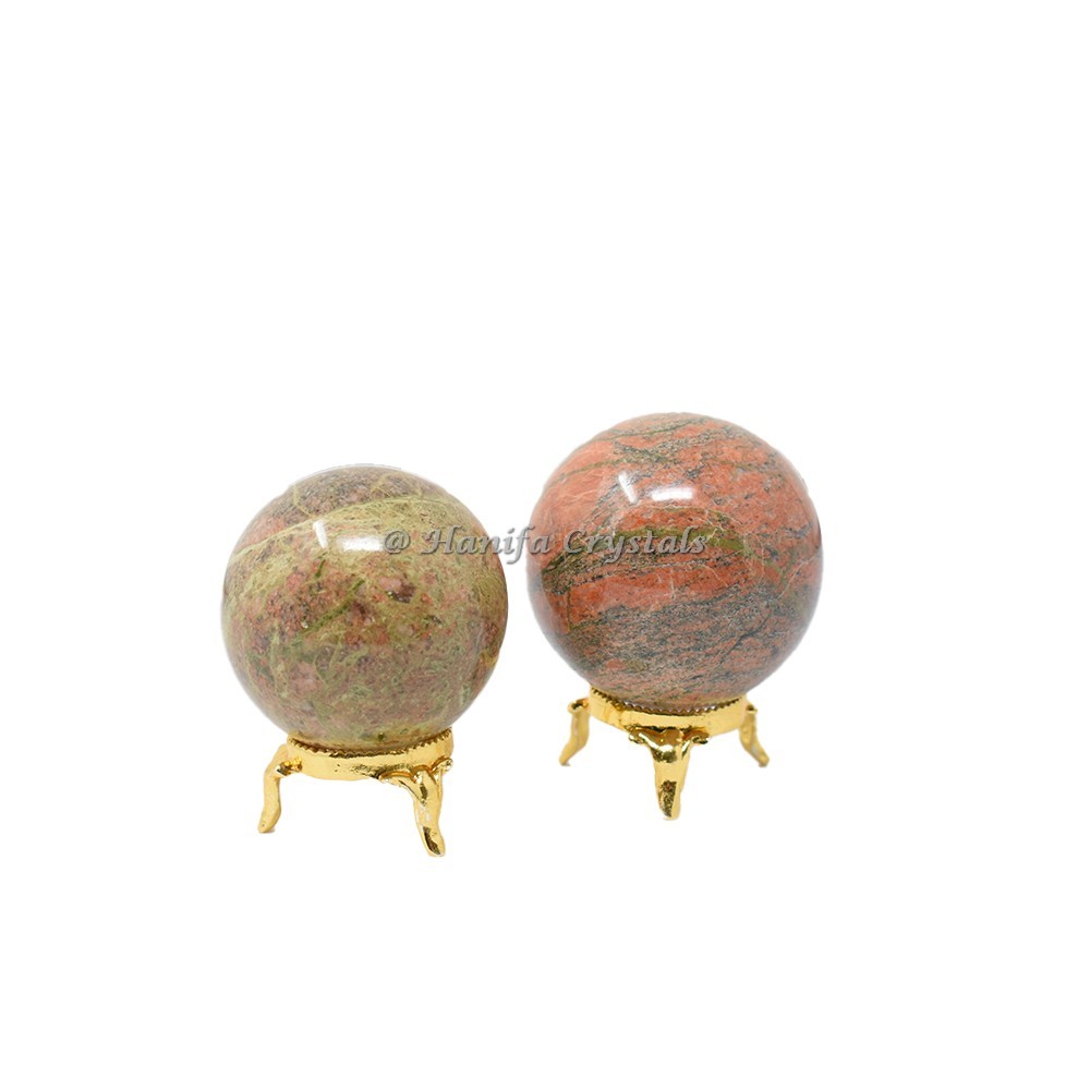 Unakite Sphere With Brass Stand