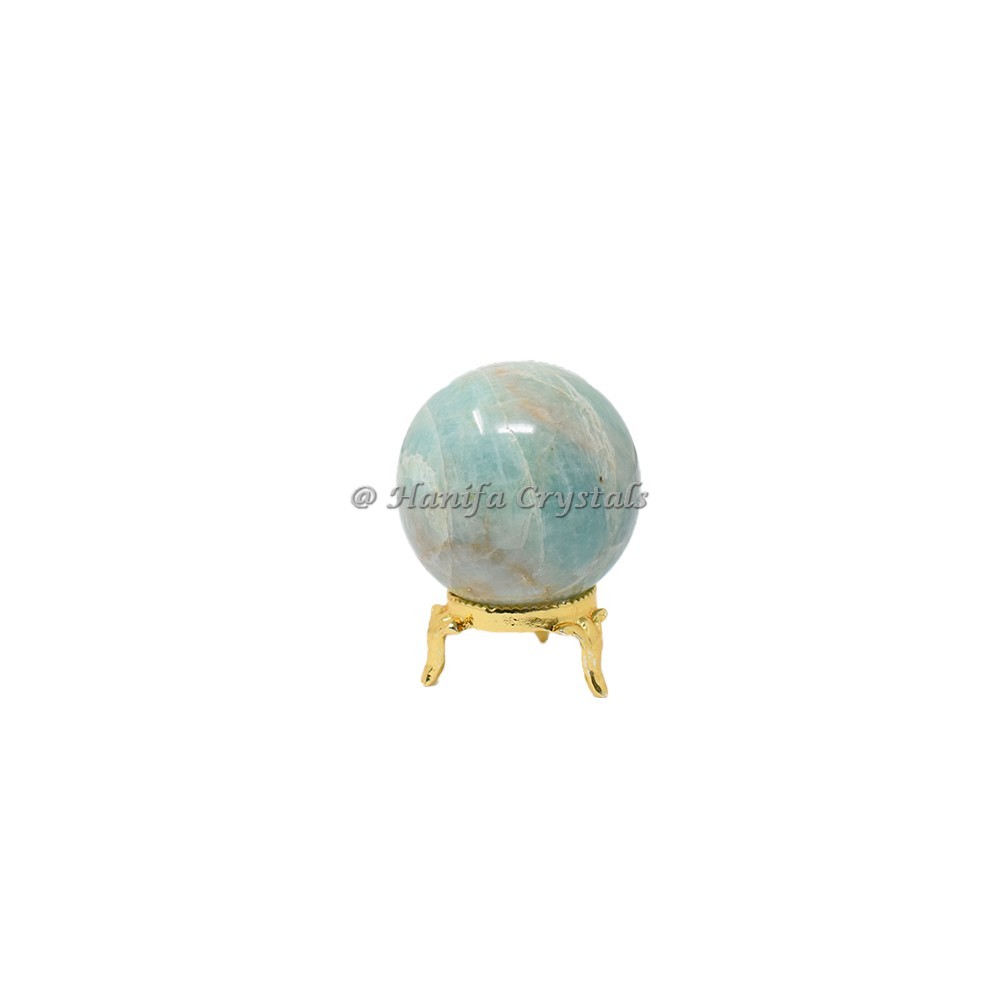 Amazonite Crystals Sphere With Brass Stand