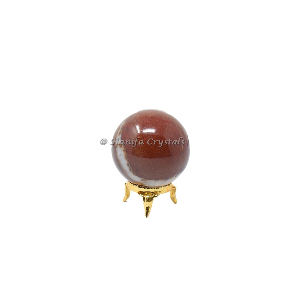 Red Jasper Sphere With Brass Stand