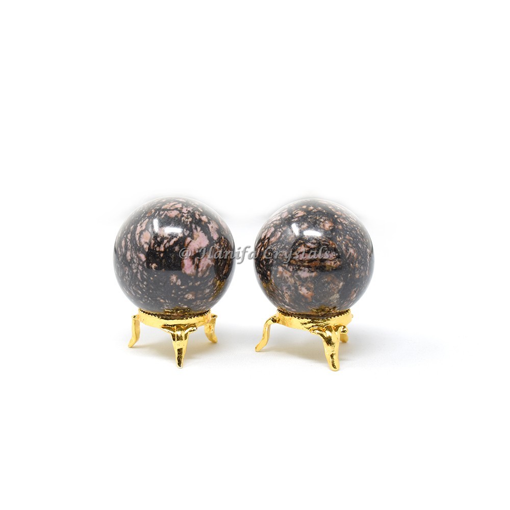 Spotted Jasper Sphere With Brass Stand