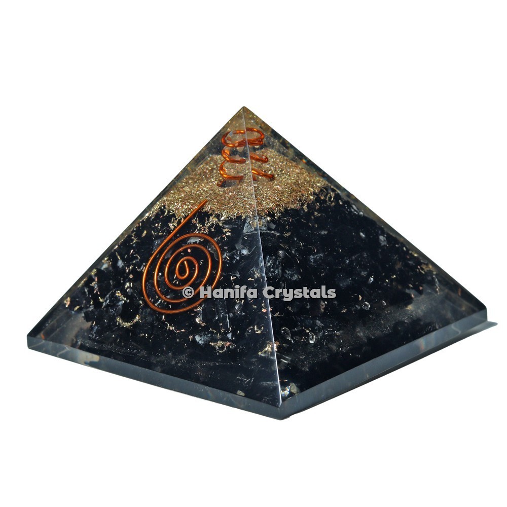 Black Tourmaline Orgone Pyramid With Reiki Symbol