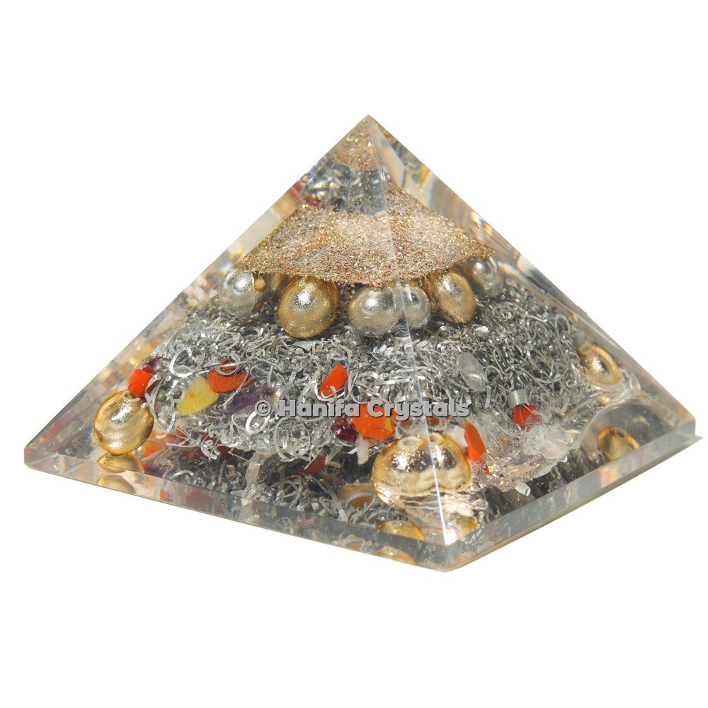 Mix Stone Healing Brass Orgonite Emf Protection Pyramid