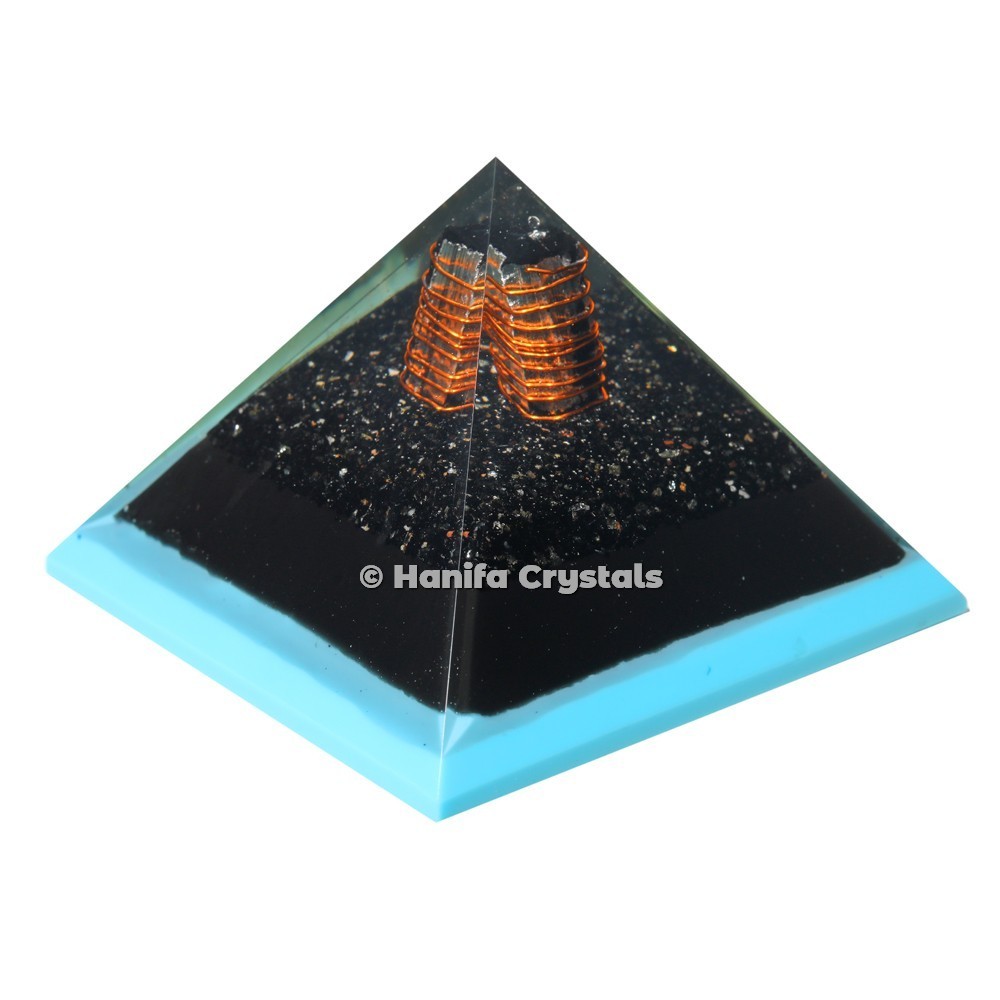 Black Tourmaline Crystal point Orgonite Healing Pyramid