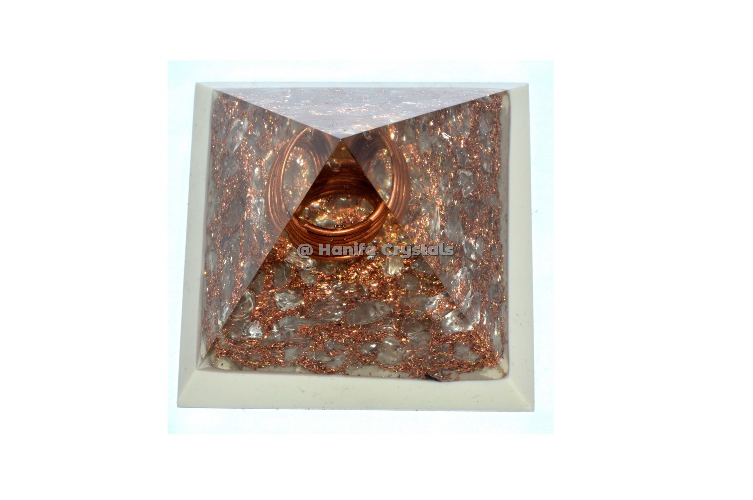 Crystals Quartz With Copper Orgonite Pyramid