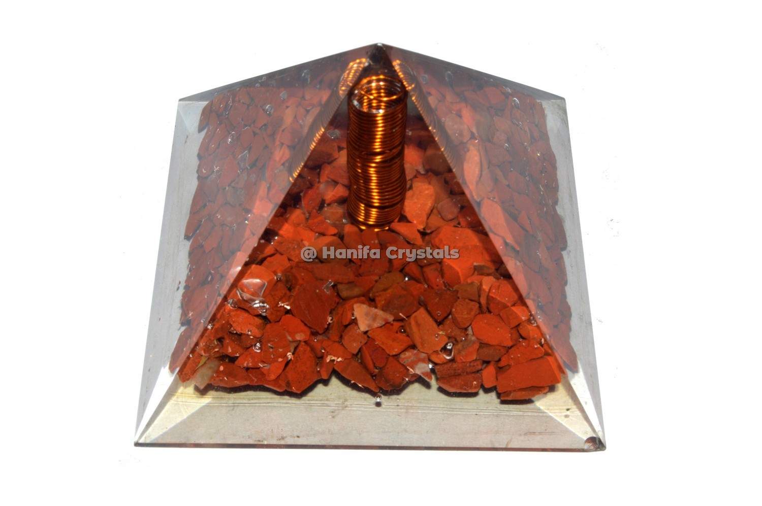 Red Jasper With Crystal Point Orgonite Pyramid
