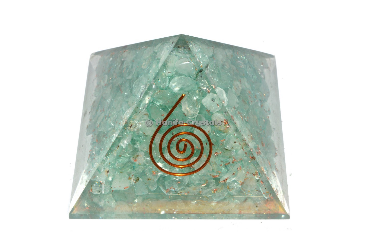 Aquamarine Crystals Dyed Orgonite Pyramid