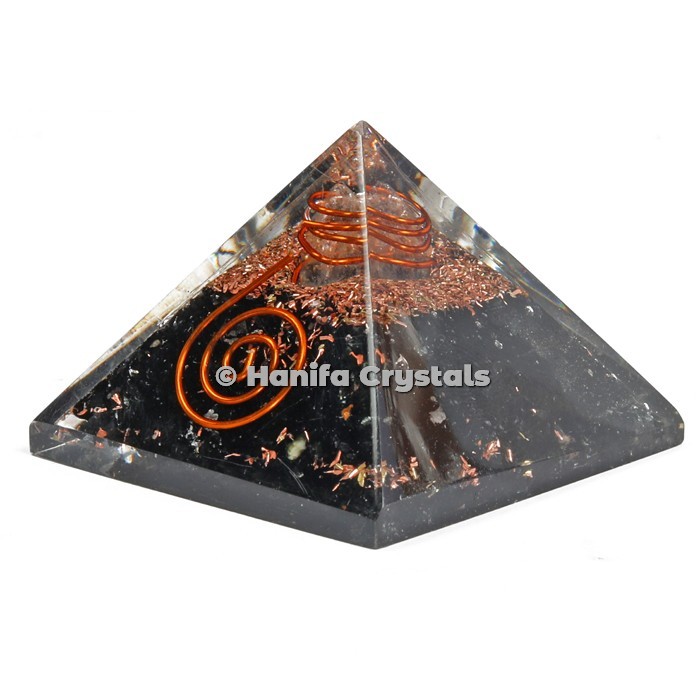 Black Tourmaline With Crystal Point Orgonite Pyramids