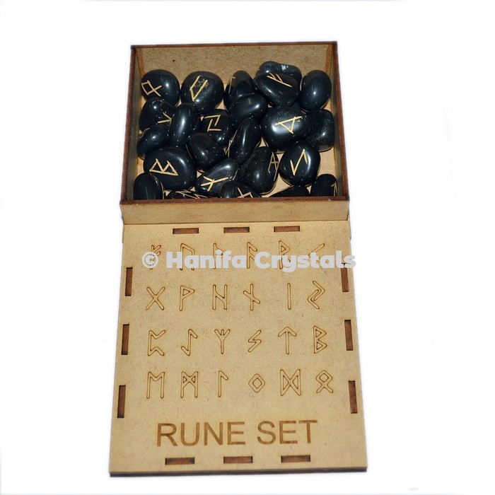 Black Tourmaline Rune Sets with box