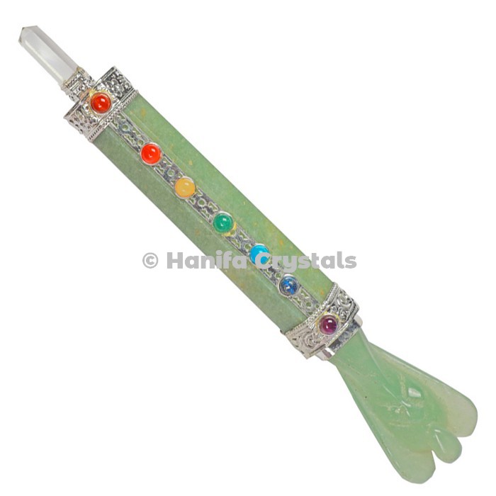Green Aventurine with Angel With 7 Chakra Healing Wands