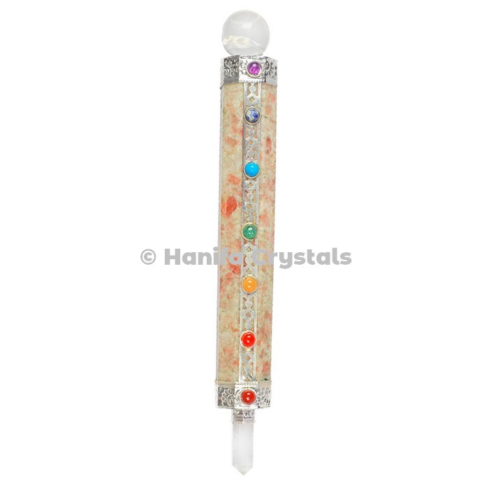 Sunstone with Ball With 7 Chakra Healing Wands