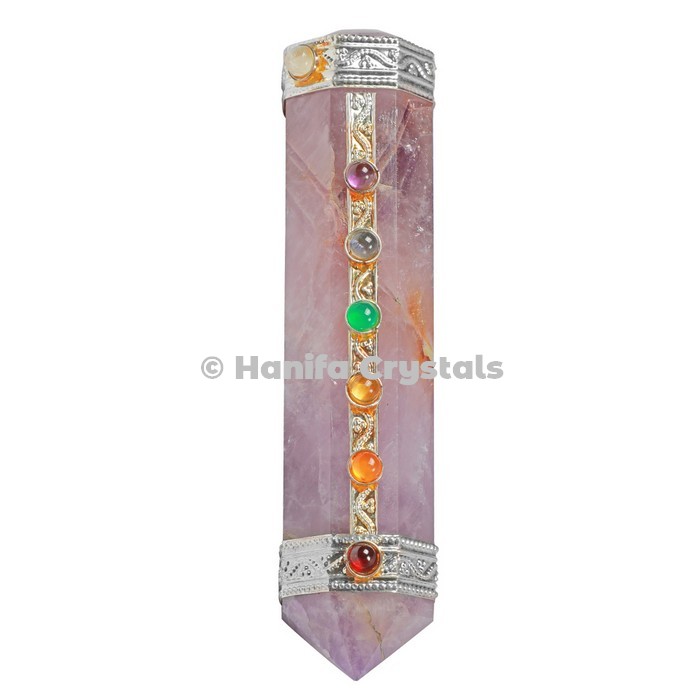Amethyst with Seven Chakra Healing Wands