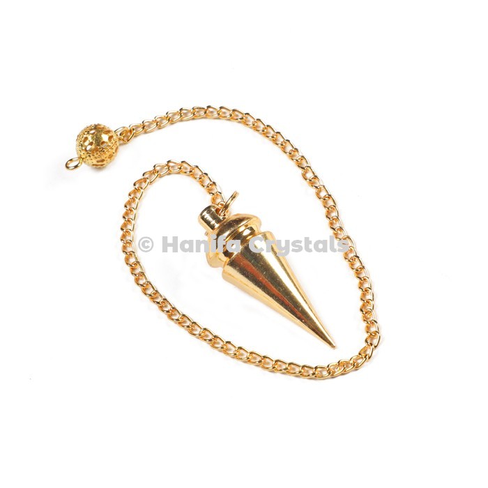 Pointed Egyptian Golden Metal Dowsing Pendulum