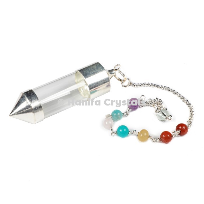 Openable Silver Brass 7 Chakra Dowsing Pendulum