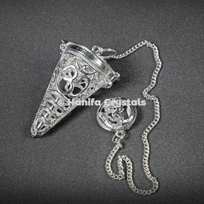 Silver Metal OM Openable Cage Dowsing Pendulum