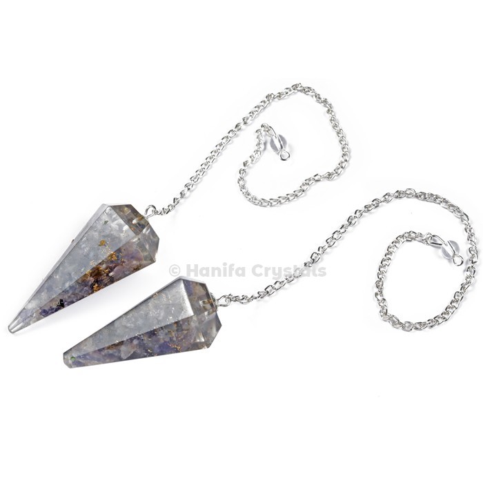 Amethyst Orgone Pendulum with Silver Chain