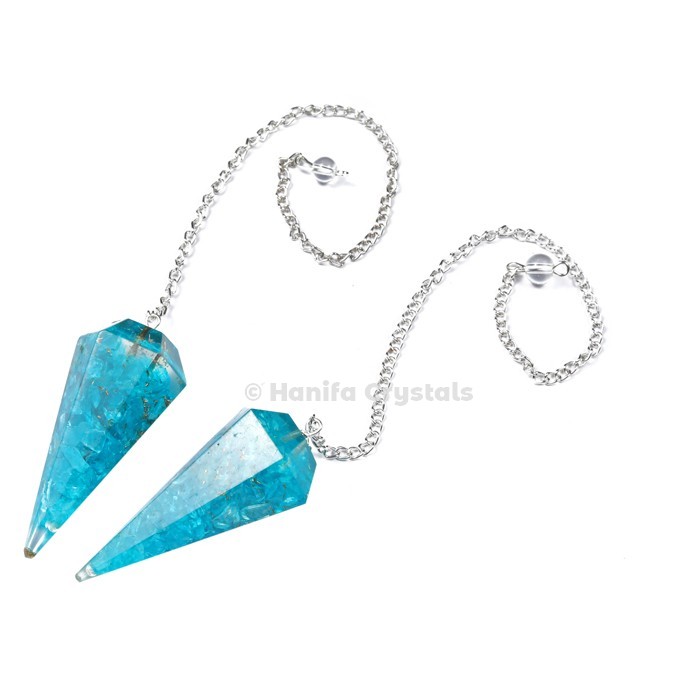 Aqua Orgone Pendulum with Silver Chain