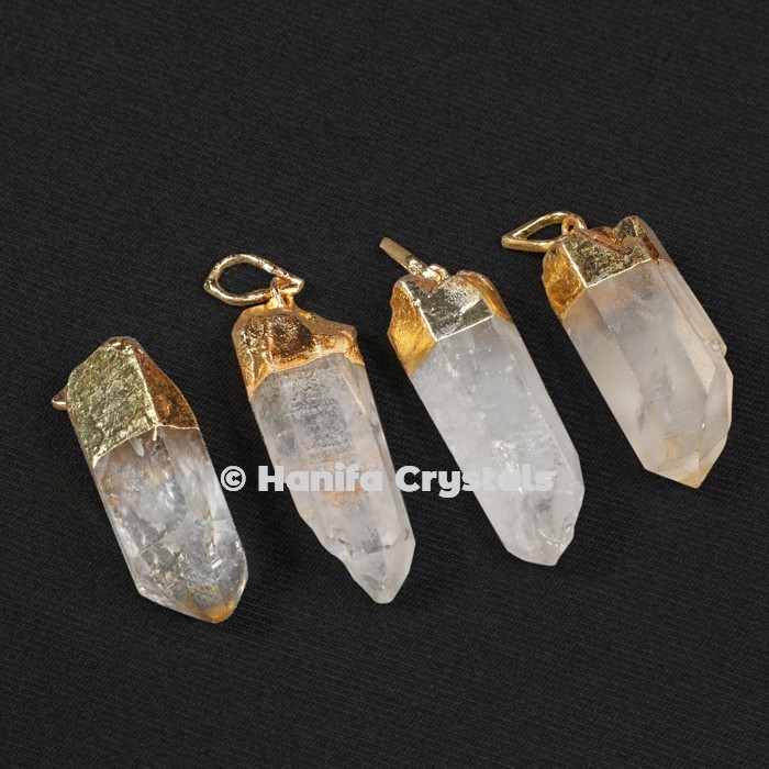 Electroplated Rough Crystal Pencil Pendant