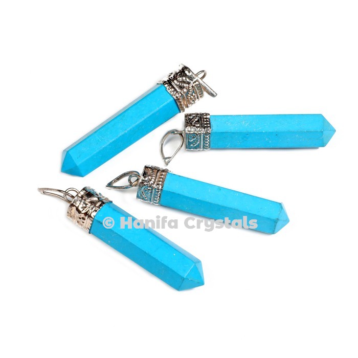 Turquoise with Silver Cap Pencil Pendant