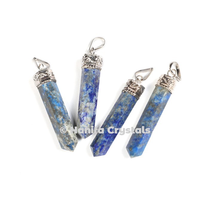 Lapis Lazuli with Silver Cap Pencil Pendant