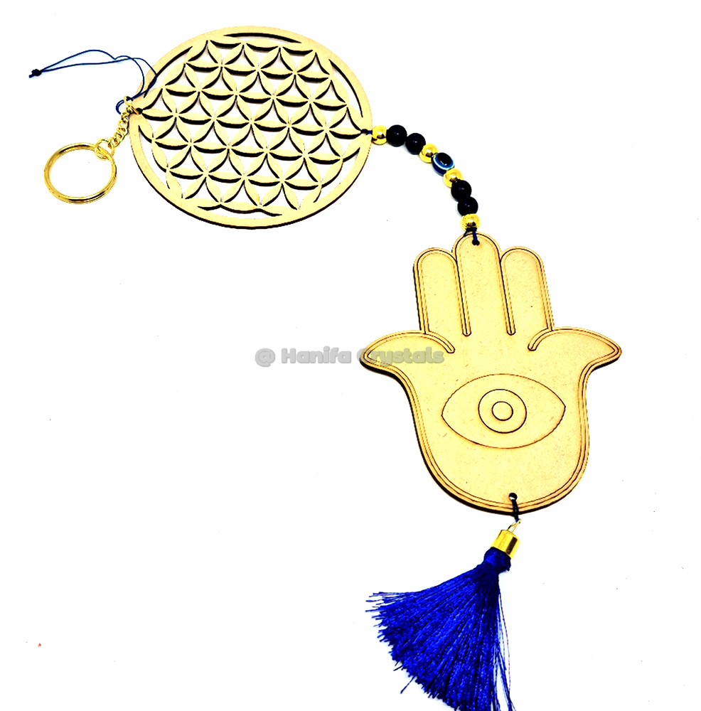 Hamsa Hand with Flower of Life Wall or Car Hanging For Healing