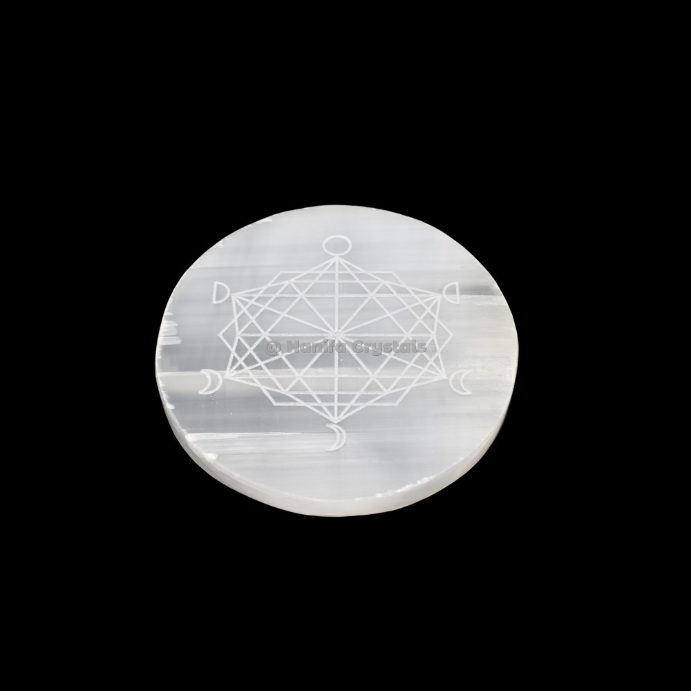 Moon Phase Metatron Selenite Charging Disc