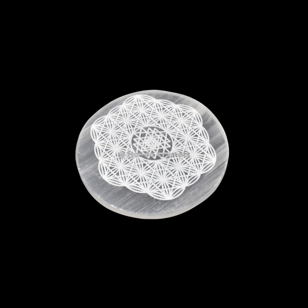 Flower Of Life With Metatron Selenite Charging Plate