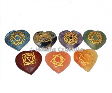 7 Chakra Engraved Heart Set