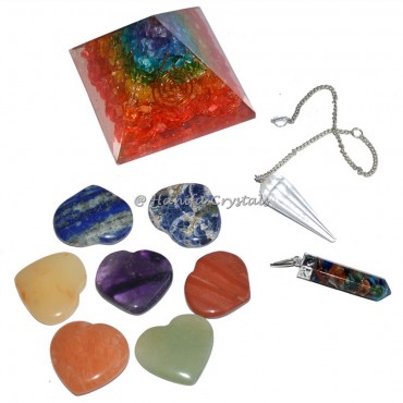 Chakra Hearts Pyramids Positive Mind Crystals Kit
