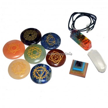 7 Chakra Engraved Romance Crystals Healing Stone Kit