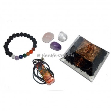 Black Tourmaline And Lava Crystals Chakra Bracelets Positive Mind Crystal Set