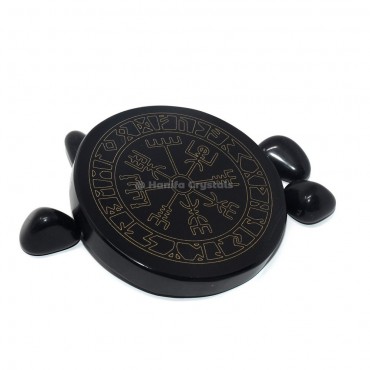 Accent Runic Engraved Black Agate Coaster