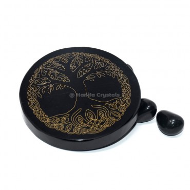 Celtic Tree Of life Engraved Black Agate Coaster