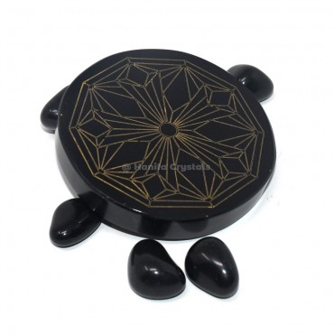 New Symbol Engraved Black Agate Coaster