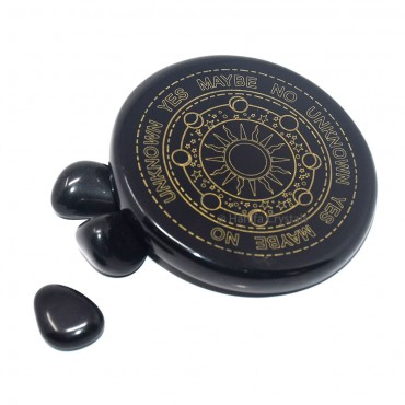 Moonphase with direction engraved black agate coaster