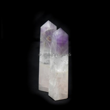 Bonded Rose Quartz Crystal Quartz Amethyst Obelisk Point